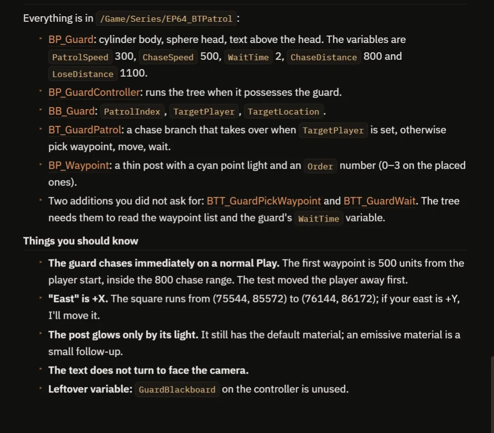 The AI report listing what was built and the things you should know