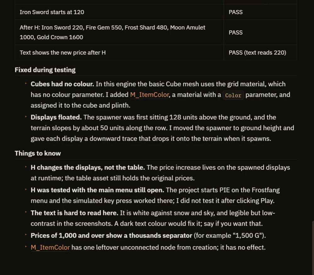 The AI report with the data checks, the two fixes and the things to know