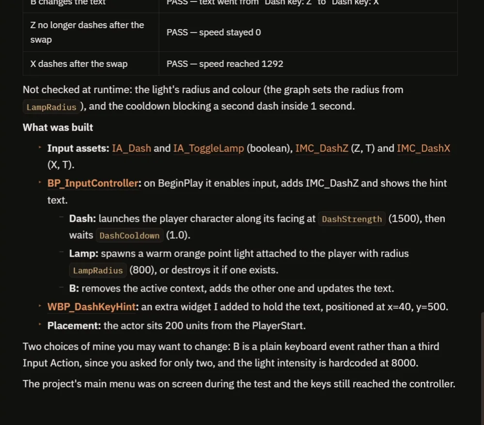 The AI report with the swap checks, what was built and the two choices to review