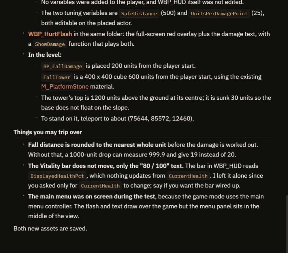 The AI report listing what was built and the things that may trip you up