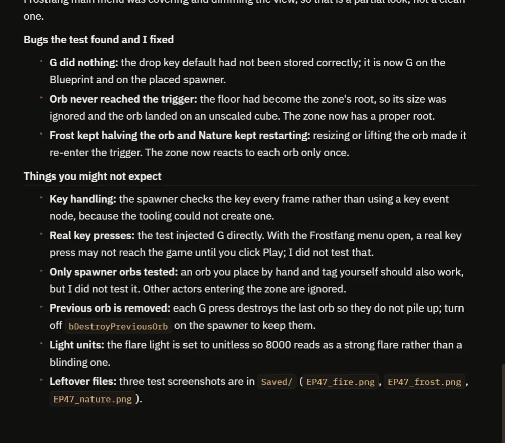 The AI report with the bugs found and fixed and the things you might not expect