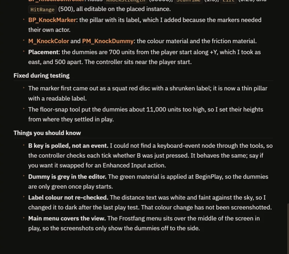 The AI report with the fixes made during testing and the things you should know