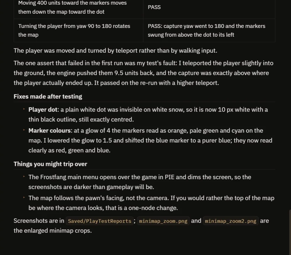 The AI report with the minimap checks, the fixes and the things you might trip over