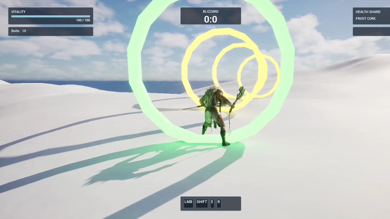 The player running through a green ring with a yellow ring waiting behind it