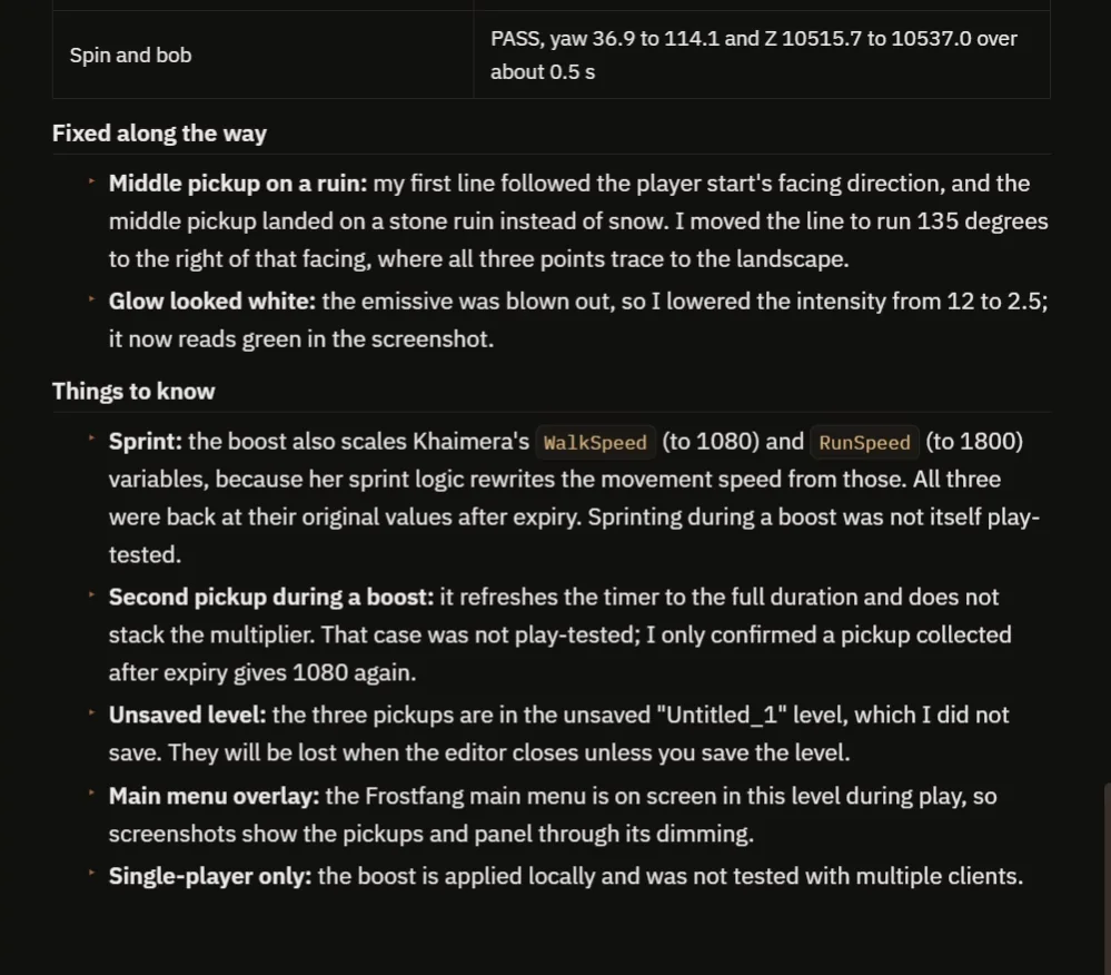 The AI report with the fixes made along the way and the things to know