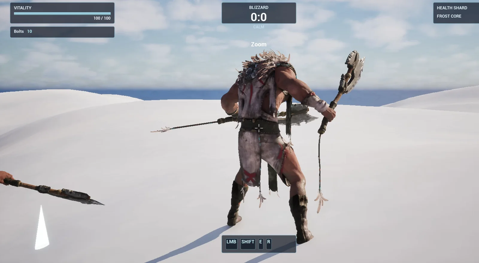The camera zoomed in on the character with the Zoom text at the top of the screen