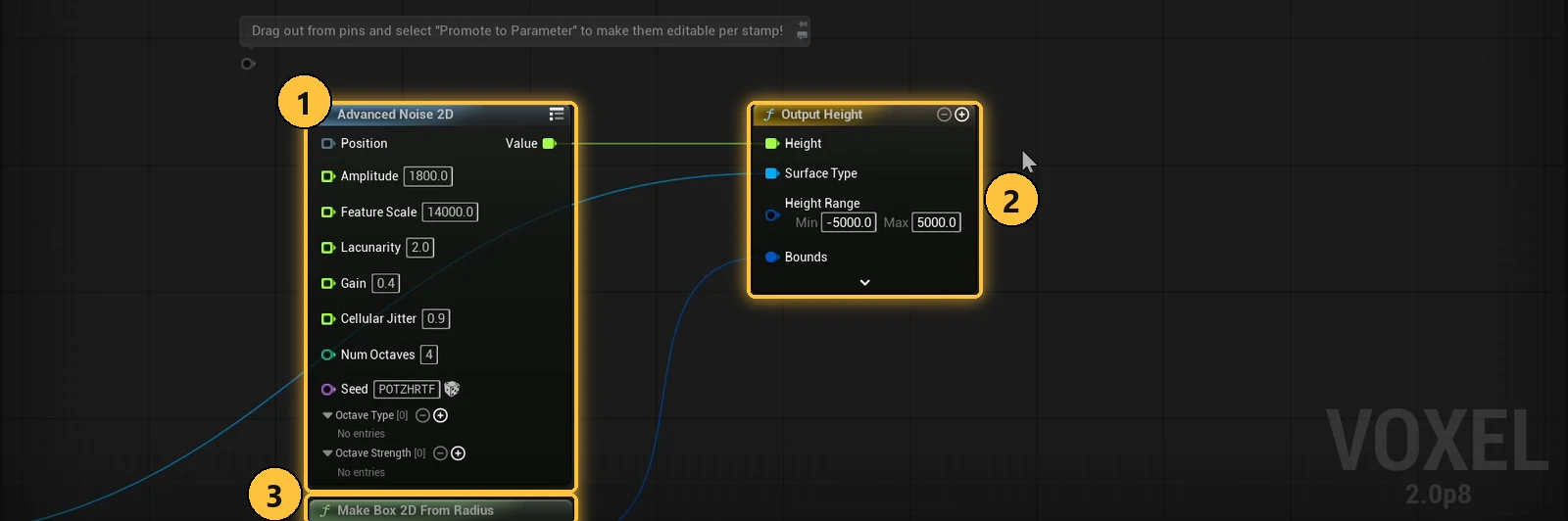 The height graph in Voxel's graph editor
