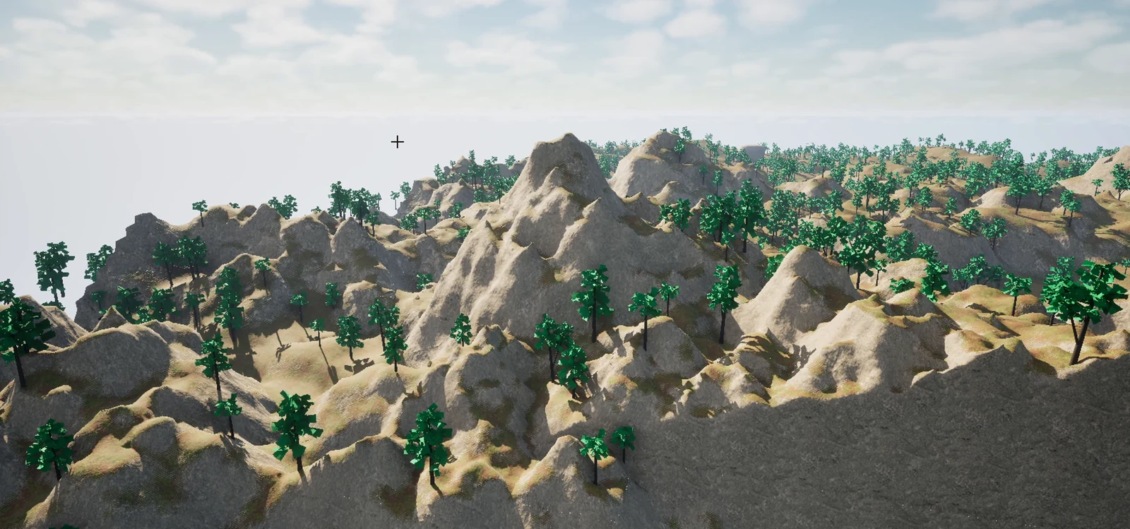 Painted hills with scattered trees