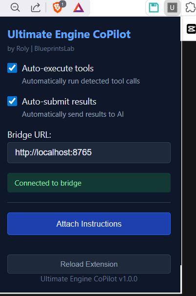 Ultimate Engine CoPilot Browser Extension popup
